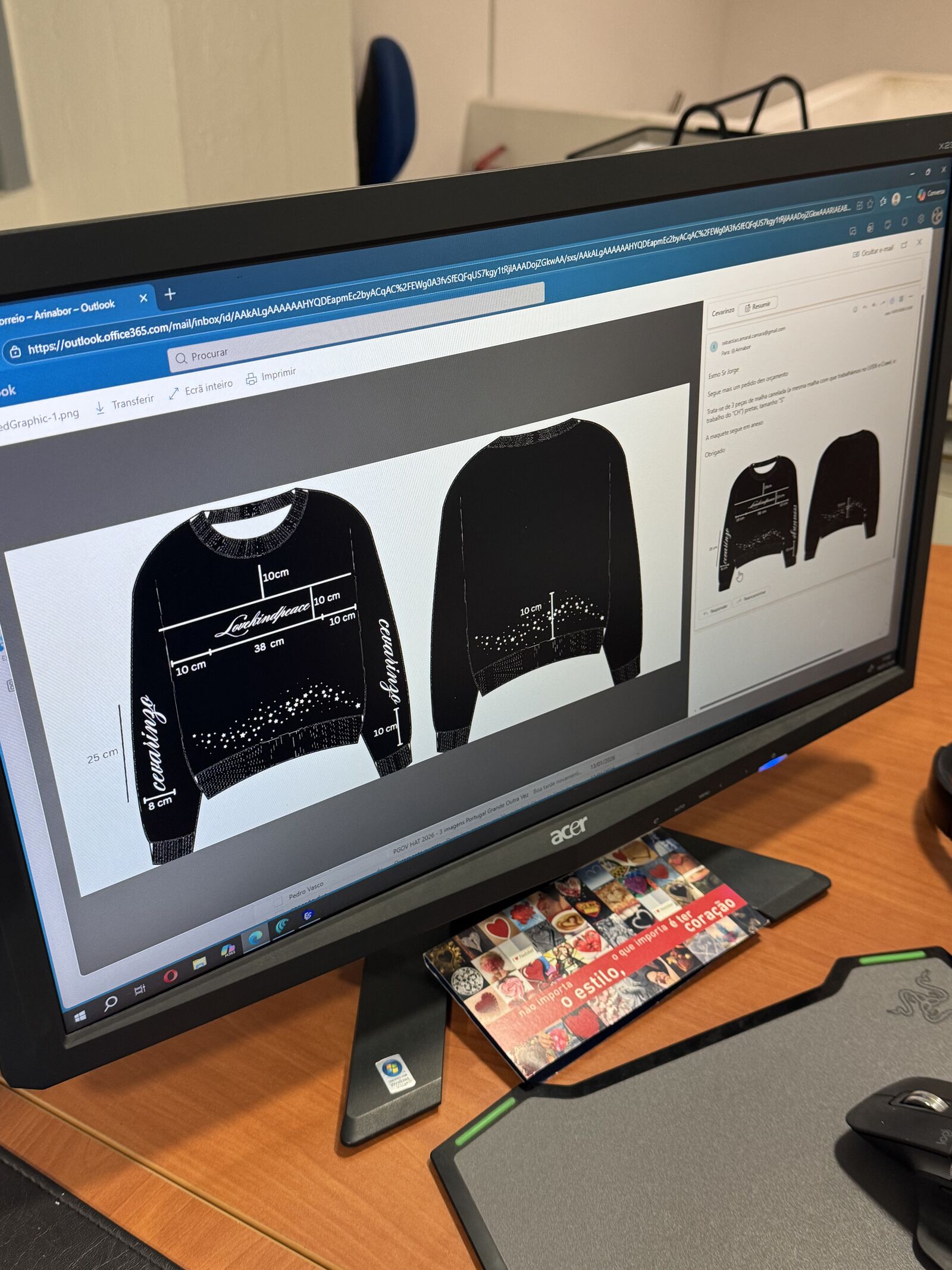 Design mockups on computer screen during development process